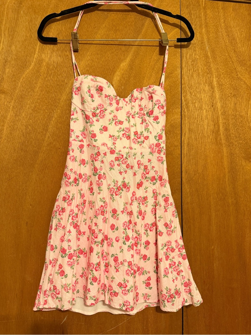Sweet Floral Mini Dress in Pink and Cream openback Size M